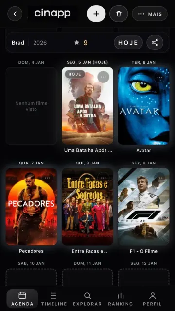 Exemplo de cronograma de filmes